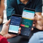 Personne comparant des contrats d’assurance sur un smartphone